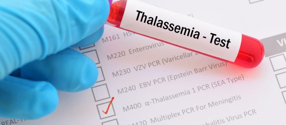 Blood sample with requisition form for thalassemia test