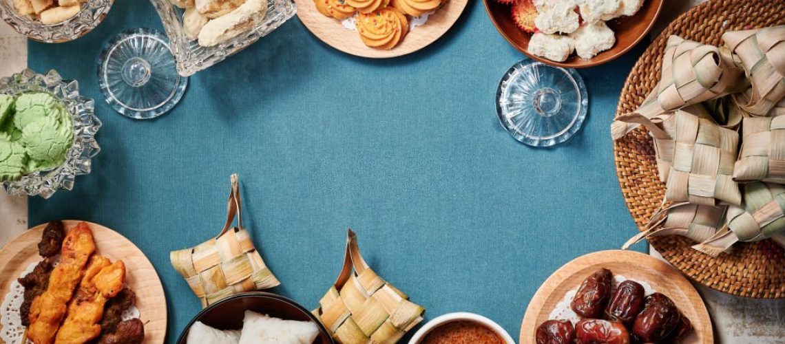 Group of food and cookies serve during Hari Raya Aidilfitri festival